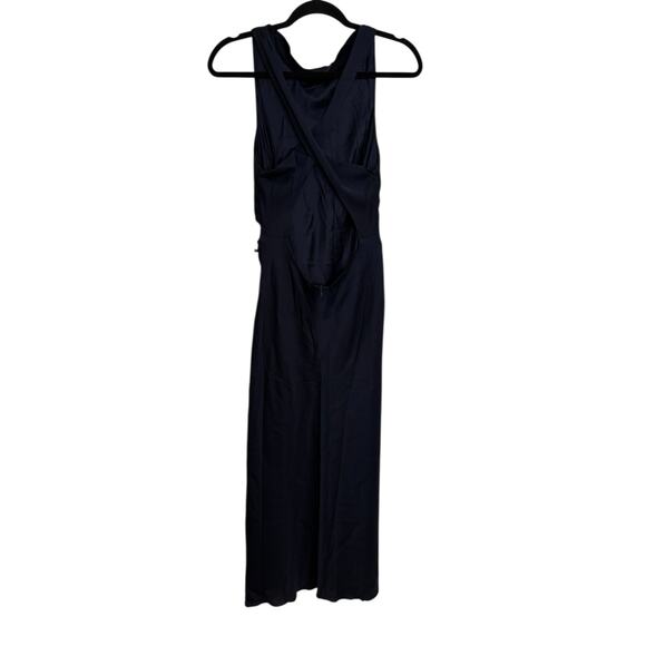 Quince Dress Womens Small High Neck Navy Blue Washable Silk Midi Sleeveless - Picture 4 of 7